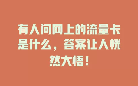 有人问网上的流量卡是什么，答案让人恍然大悟！