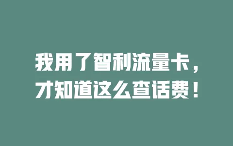 我用了智利流量卡，才知道这么查话费！