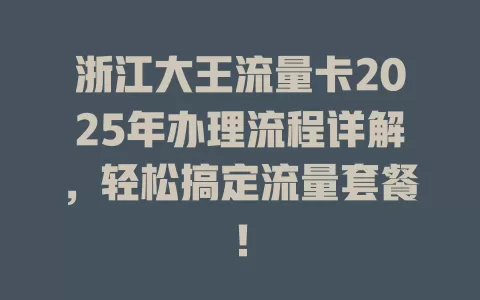 浙江大王流量卡2025年办理流程详解，轻松搞定流量套餐！