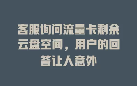 客服询问流量卡剩余云盘空间，用户的回答让人意外