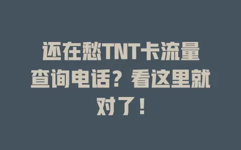 还在愁TNT卡流量查询电话？看这里就对了！