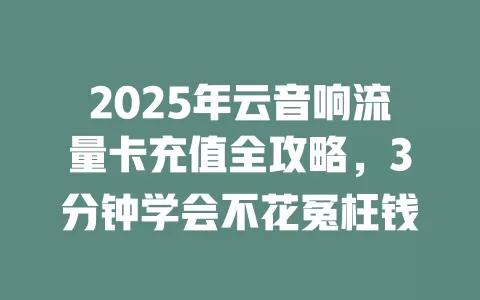2025年云音响流量卡充值全攻略，3分钟学会不花冤枉钱