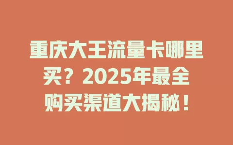 重庆大王流量卡哪里买？2025年最全购买渠道大揭秘！