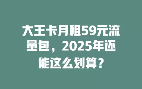 大王卡月租59元流量包,2025年还能这么划算?