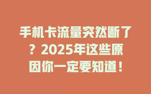 手机卡流量突然断了？2025年这些原因你一定要知道！