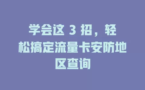 学会这 3 招，轻松搞定流量卡安防地区查询