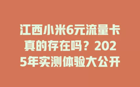 江西小米6元流量卡真的存在吗？2025年实测体验大公开