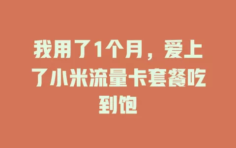 我用了1个月，爱上了小米流量卡套餐吃到饱