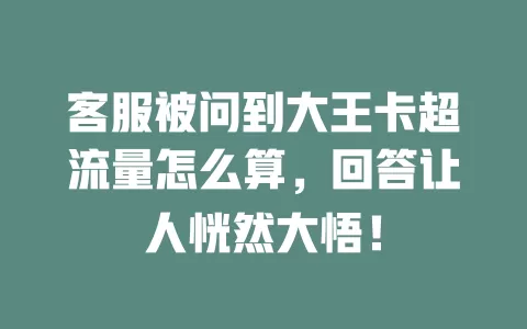 客服被问到大王卡超流量怎么算，回答让人恍然大悟！