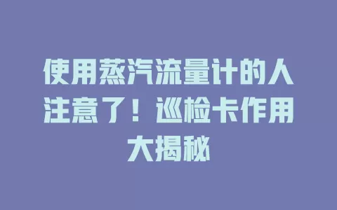 使用蒸汽流量计的人注意了！巡检卡作用大揭秘