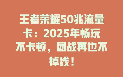 王者荣耀50兆流量卡：2025年畅玩不卡顿，团战再也不掉线！