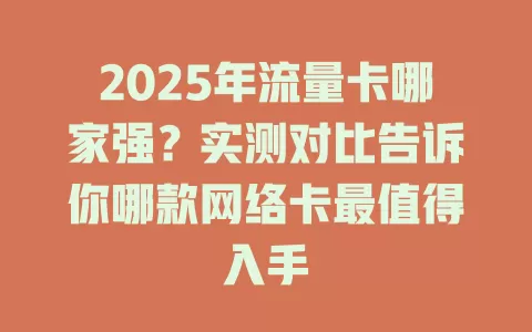 2025年流量卡哪家强？实测对比告诉你哪款网络卡最值得入手