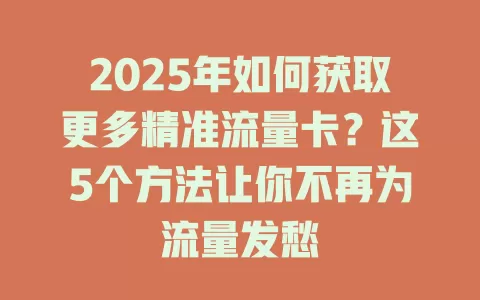 2025年如何获取更多精准流量卡？这5个方法让你不再为流量发愁