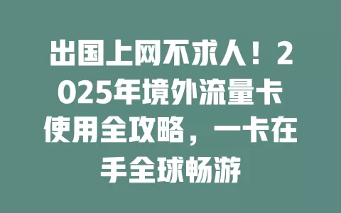 出国上网不求人！2025年境外流量卡使用全攻略，一卡在手全球畅游