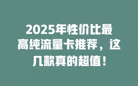 2025年性价比最高纯流量卡推荐，这几款真的超值！