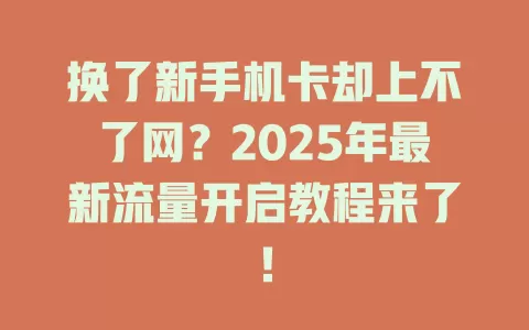 换了新手机卡却上不了网？2025年最新流量开启教程来了！