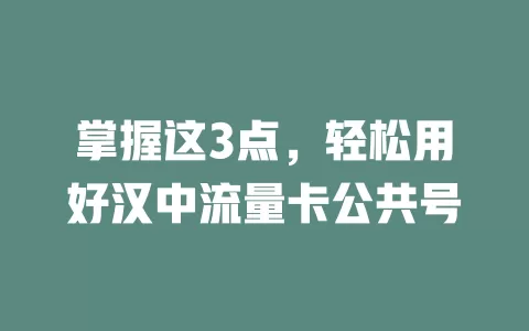 掌握这3点，轻松用好汉中流量卡公共号