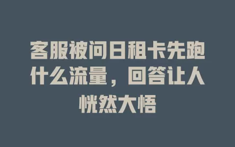 客服被问日租卡先跑什么流量，回答让人恍然大悟