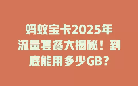 蚂蚁宝卡2025年流量套餐大揭秘！到底能用多少GB？