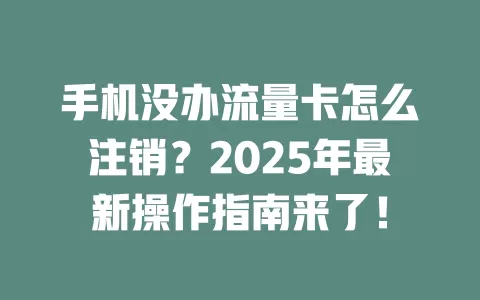 手机没办流量卡怎么注销？2025年最新操作指南来了！