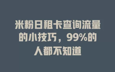 米粉日租卡查询流量的小技巧，99%的人都不知道