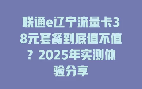 联通e辽宁流量卡38元套餐到底值不值？2025年实测体验分享