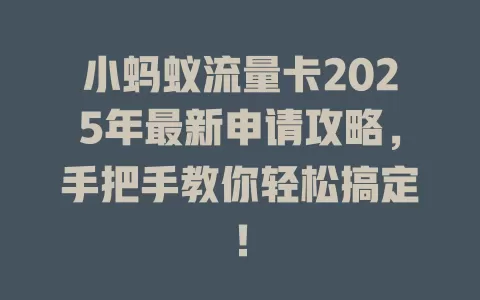 小蚂蚁流量卡2025年最新申请攻略，手把手教你轻松搞定！
