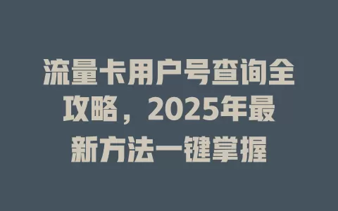 流量卡用户号查询全攻略，2025年最新方法一键掌握