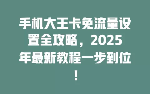 手机大王卡免流量设置全攻略，2025年最新教程一步到位！