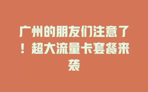 广州的朋友们注意了！超大流量卡套餐来袭