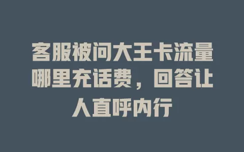 客服被问大王卡流量哪里充话费,回答让人直呼内行