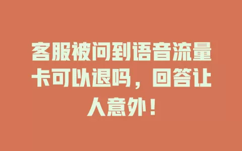 客服被问到语音流量卡可以退吗，回答让人意外！