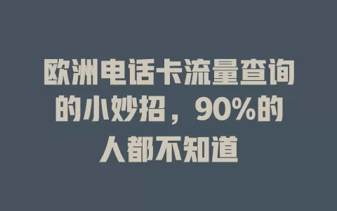 欧洲电话卡流量查询的小妙招，90%的人都不知道
