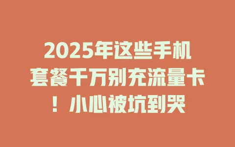 2025年这些手机套餐千万别充流量卡！小心被坑到哭