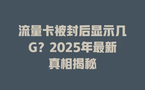 流量卡被封后显示几G？2025年最新真相揭秘