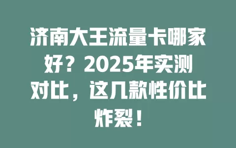 济南大王流量卡哪家好?2025年实测对比,这几款性价比炸裂!
