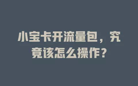 小宝卡开流量包，究竟该怎么操作？