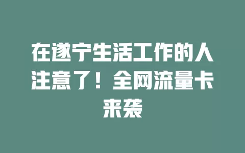 在遂宁生活工作的人注意了！全网流量卡来袭