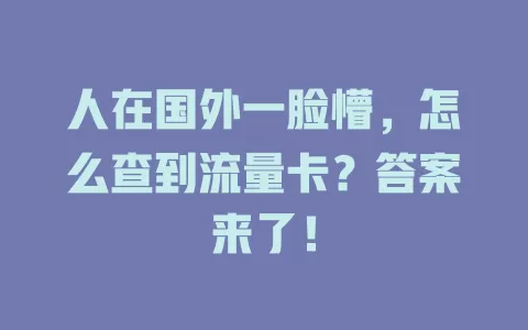 人在国外一脸懵，怎么查到流量卡？答案来了！