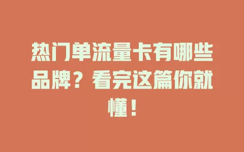 热门单流量卡有哪些品牌？看完这篇你就懂！