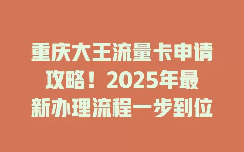 重庆大王流量卡申请攻略！2025年最新办理流程一步到位