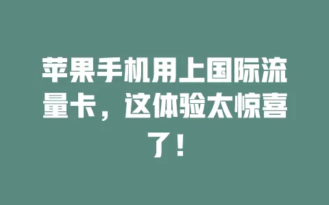 苹果手机用上国际流量卡，这体验太惊喜了！