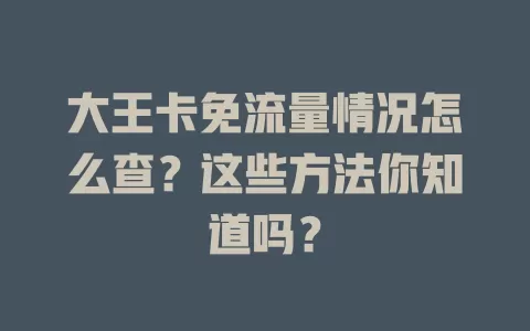 大王卡免流量情况怎么查？这些方法你知道吗？