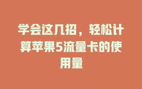 学会这几招，轻松计算苹果5流量卡的使用量