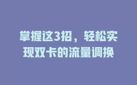 掌握这3招，轻松实现双卡的流量调换