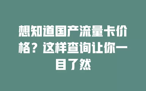 想知道国产流量卡价格？这样查询让你一目了然
