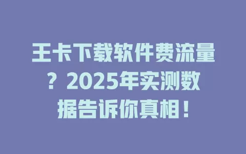 王卡下载软件费流量？2025年实测数据告诉你真相！