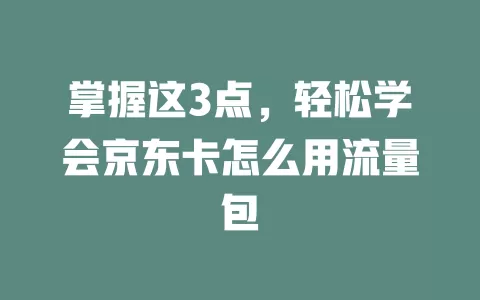 掌握这3点，轻松学会京东卡怎么用流量包