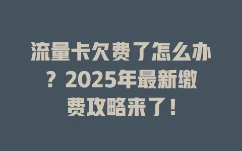 流量卡欠费了怎么办?2025年最新缴费攻略来了!
