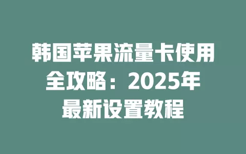 韩国苹果流量卡使用全攻略：2025年最新设置教程